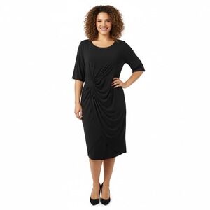 Roz & Ali Dress Women Plus 24 Black Knee Length‎ Stretch Short Sleeves LBD Event